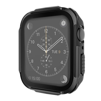 Протиударна накладка із захисним склом Plating PC Frame для Apple Watch 40mm - сіра