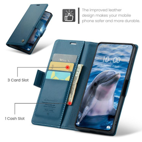Чехол-книжка CaseMe 023 Butterfly Buckle Litchi Texture RFID Anti-theft Leather для Xiaomi Poco X7 Pro - синий