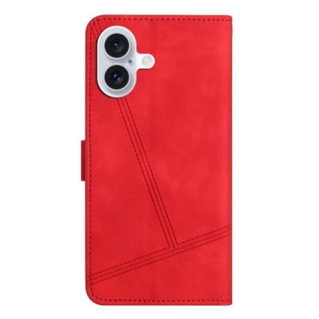 Чехол-книжка Stitching Skin Feel для iPhone 16 Plus - красный