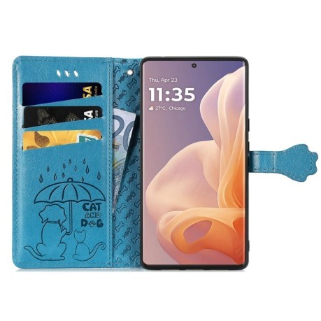 Чехол-книжка Cat and Dog для Motorola Moto G85 - синий