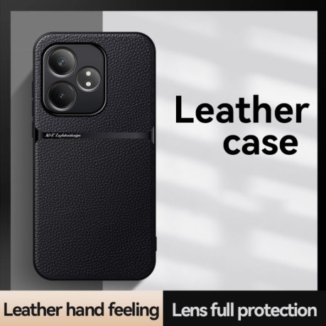 Противоударный чехол Litchi Leather Magnetic Full Coverage Shockproof на Realme GT Neo6 / GT Neo6 SE / GT 6 / GT 6T - желтый