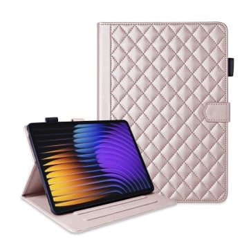 Чехол-книжка Rhombus Lattice Leather для Xiaomi Pad 7 / 7 Pro - розовое золото