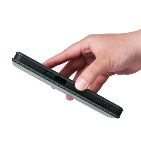 Чехол-книжка Carbon Fiber Texture на Realme C75 4G Global - зеленый