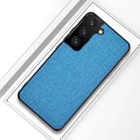 Противоударный чехол Cloth Texture на Samsung Galaxy S21 FE - голубой