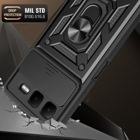 Чехол со шторкой на камеры Sliding Camshield и кармашком для карт на Infinix Smart 10 Plus 4G - серебристый