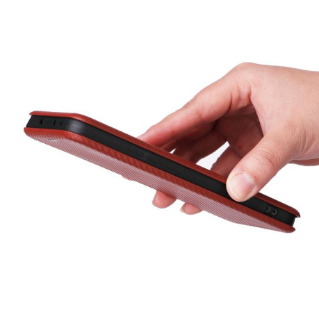 Чохол-книжка Carbon Fiber Texture на OPPO Reno13 5G Global - коричневий