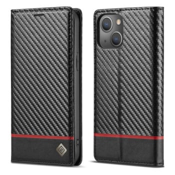 Чохол-книжка LC.IMEEKE Carbon Fiber для iPhone 14 - чорний