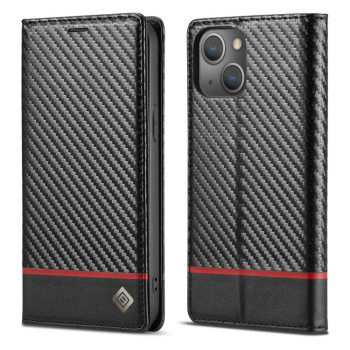Чохол-книжка LC.IMEEKE Carbon Fiber для iPhone 14 Plus - чорний