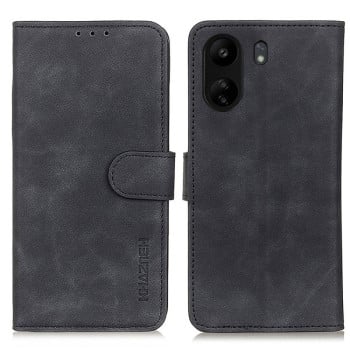 Чохол-книжка KHAZNEH з матовою фактурою Cowhide та магнітним хлястиком на Xiaomi Redmi 13C/Poco C65/Poco C65 - чорний