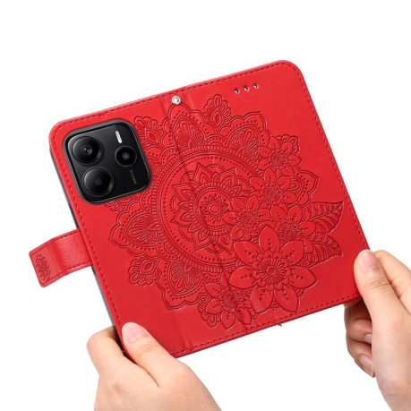 Чохол-книжка 7-petal Flowers Embossing для Redmi Note 14 4G 164.84mm - червоний