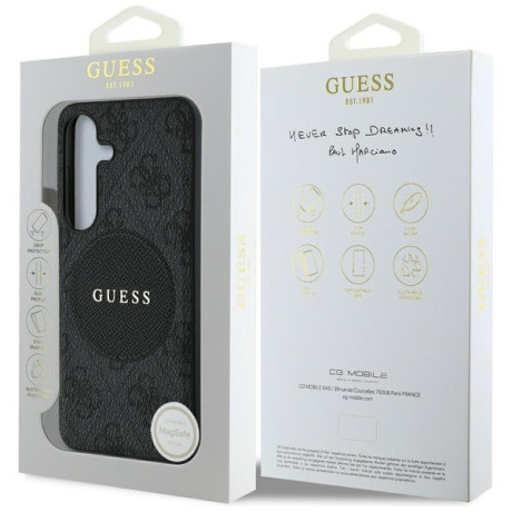 Оригінальний чохол Guess 4G Round Patch Classic Logo MagSafe для Samsung Galaxy S25 Plus - black