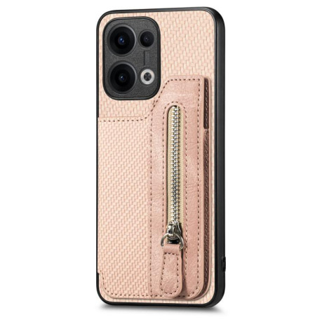 Противоударный чехол Carbon Fiber Horizontal Flip Zipper Wallet для OPPO Reno13 5G - хаки