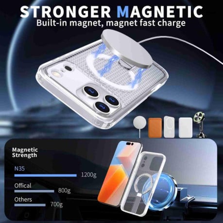 Чохол kalebol Honeycomb Cooling з MagSafe та підставкою на iPhone 17 Pro - прозорий