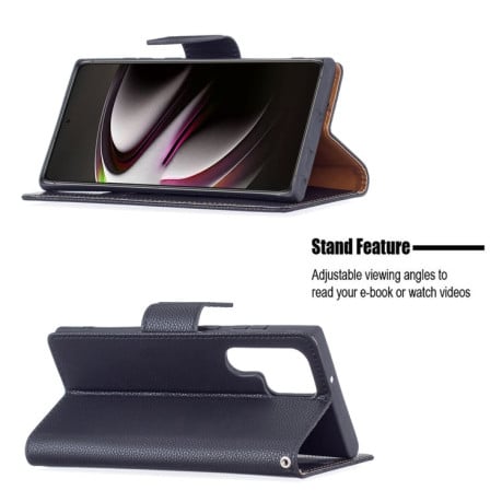 Чехол-книжка Litchi Texture Pure Color на Samsung Galaxy S22 Ultra 5G - черный