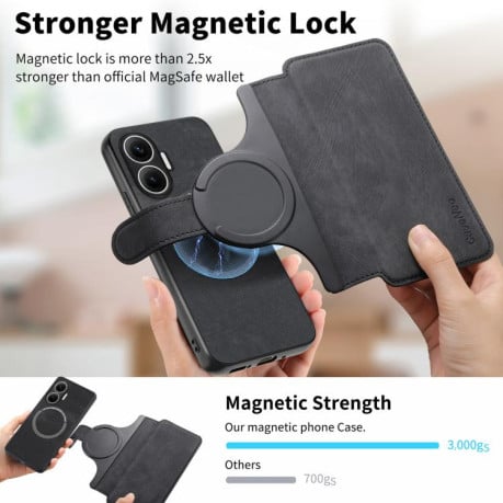 Чехол-книжка CaseNeo MagSafe RFID Anti-theft Retro Leather на Xiaomi Redmi Turbo 4 Pro / Poco F7 5G - черный