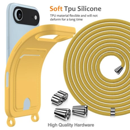 Силиконовый чехол Integrated Card Bag Solid Color Liquid Silicone на iPhone Air - желтый