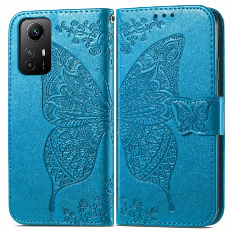 Чехол-книжка Butterfly Love Flower Embossed для Xiaomi Redmi Note 12S - синий