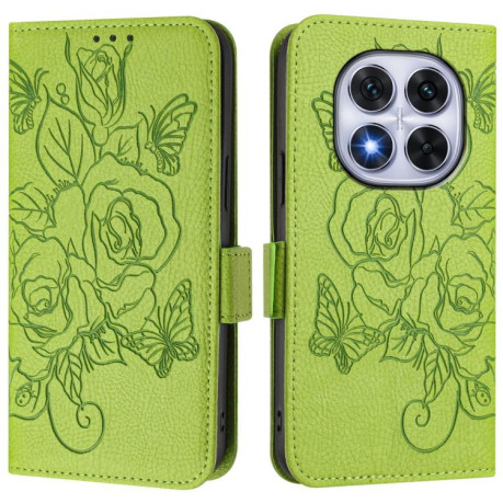Чохол-книжка Embossed Rose RFID Anti-theft Leather для Xiaomi Redmi Note 14 Pro 5G/Poco X7 - зелений