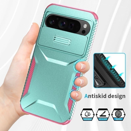 Противоударный чехол Sliding Camshield для Google Pixel 9 Pro XL - Grey Green + Pink