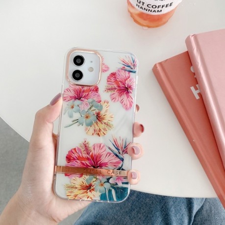 Противоударный чехол Electroplating Flower Pattern для  iPhone 14 - Cherry Blossoms