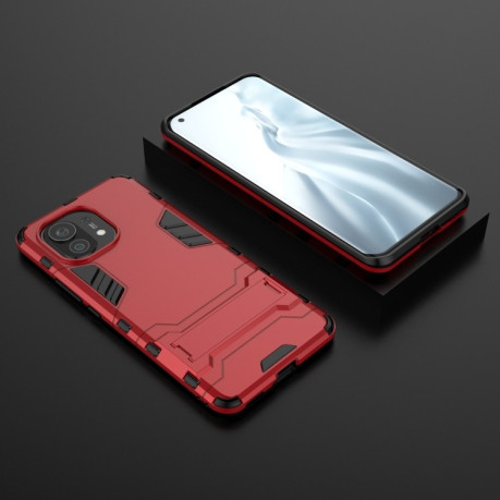 Противоударный чехол Invisible Holder на Xiaomi Mi 11 pro - красный