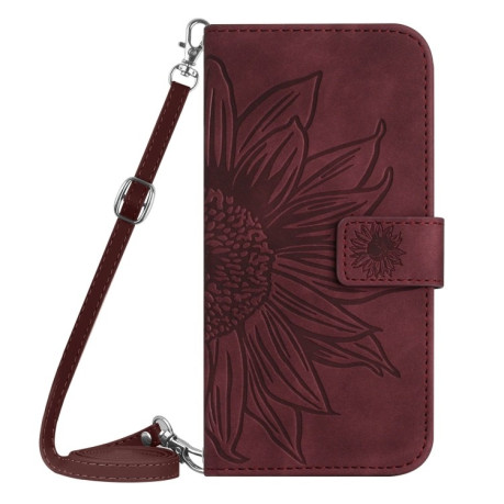 Чехол-книжка Skin Feel Sun Flower для Samsung Galaxy M15 5G - винно-красный