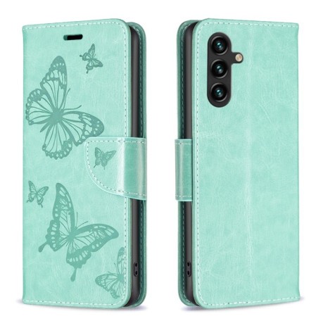 Чехол-книжка Butterflies Pattern для Samsung Galaxy A35 - зеленый