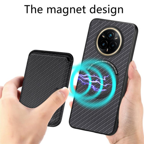Чехол Carbon Fiber Leather Card Magnetic на Realme 14 Pro+ - черный