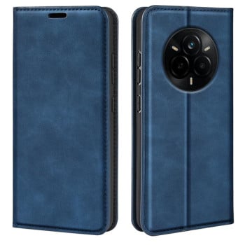 Чехол-книжка в стиле Retro мягкое покрытие Skin Feel деловой дизайн на Realme 14 Pro+ - синий