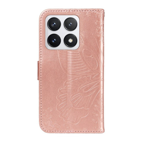 Чохол-книжка Swallowtail Butterfly Embossed Leather для Xiaomi 14T Pro - рожеве золото