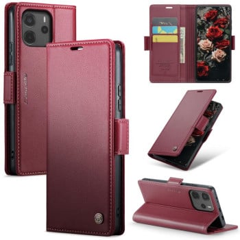 Чехол-книжка CaseMe 023 Butterfly Buckle Litchi Texture RFID Anti-theft Leather для Xiaomi Redmi Note 14 4G 164.84mm - красный