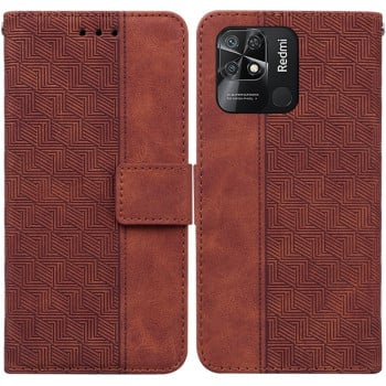 Чохол-книжка Geometric Embossed для Xiaomi Poco C40/Redmi 10c - коричневий