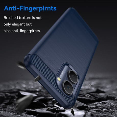 Протиударний чохол Brushed Texture Carbon Fiber на Realme C30s- синій