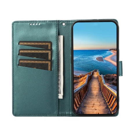 Чехол-книжка PU Genuine Leather Texture Embossed Line для Samsung Galaxy M55 - зеленый