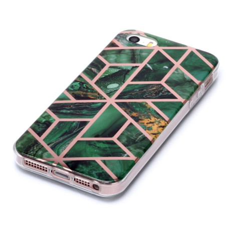 Противоударный чехол Plating Marble для iPhone 5 / 5s / SE - зеленый