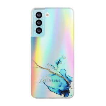 Противоударный чехол Laser Marble Pattern для Samsung Galaxy S22 5G - синий