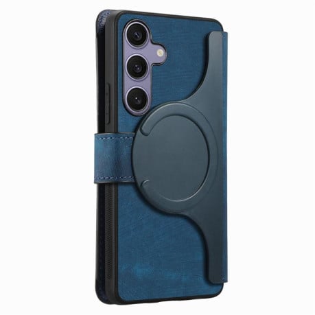 Чехол-книжка CaseNeo MagSafe RFID Anti-theft Retro Leather на Samsung Galaxy S25 FE 5G - синий