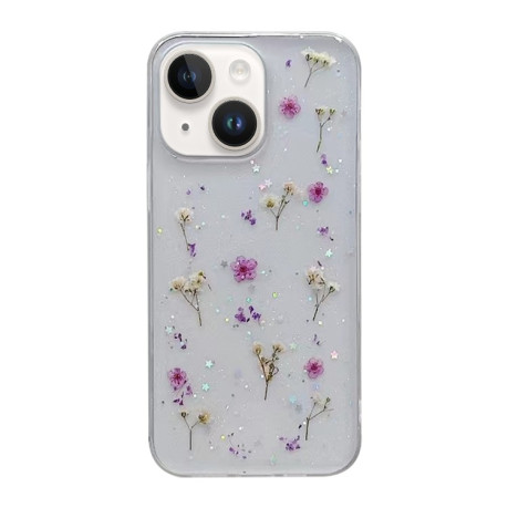 Чохол протиударний Gypsophila Flowers Pattern для iPhone 15 - фіолетовий