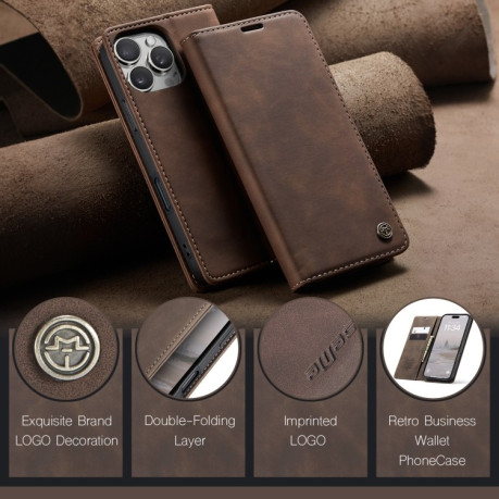 Чохол-книжка CaseMe-013 Multifunctional на For iPhone 16 Pro - коричневий