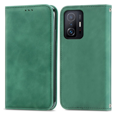 Чехол-книжка Retro Skin Feel Business Magnetic на Xiaomi Mi 11T / 11T Pro - зеленый