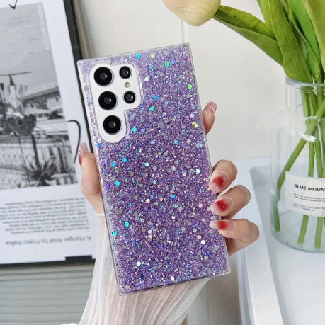 Противоударный чехол Glitter Sequins Epoxy для Samsung Galaxy S24+ 5G - фиолетовый
