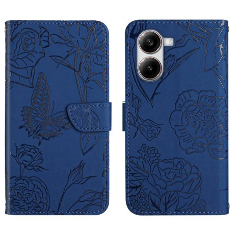 Чехол-книжка Embossed Butterfly для Xiaomi Poco X7 Pro - синий