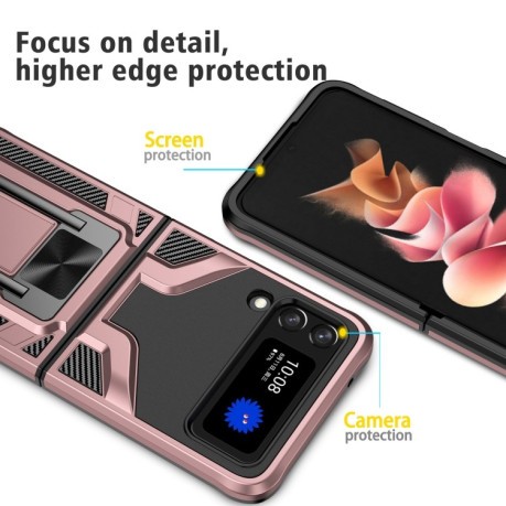 Противоударный чехол Armor 2 in 1 для Samsung Galaxy Z Flip3 5G - розовое золото