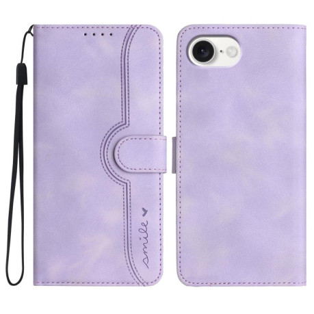 Чехол-книжка Skin Feel Heart Amile для iPhone 16e - фиолетовый