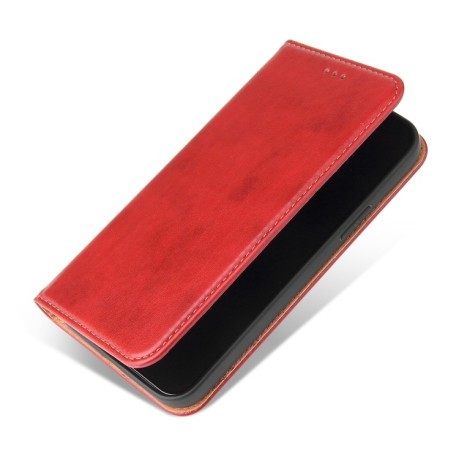 Кожаный чехол-книжка Fierre Shann Genuine leather на  iPhone 14 Plus - красный