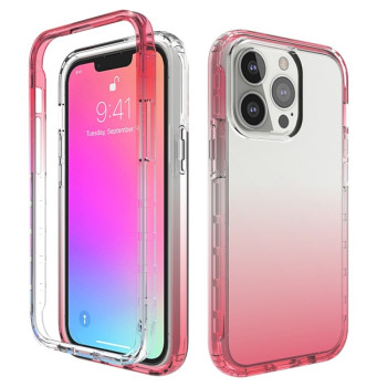 Противоударный чехол Two-color Gradual Change для iPhone 14/13 - красный