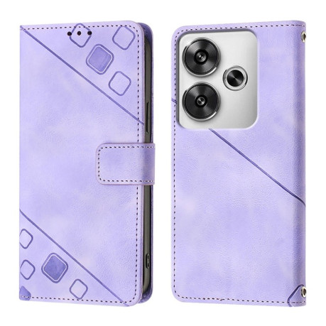 Чехол-книжка Skin-feel Embossed для Xiaomi Poco F6 5G - фиолетовый