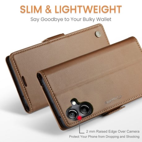 Чехол-книжка CaseMe 023 Butterfly Buckle Litchi Texture RFID Anti-theft Leather на Samsung Galaxy A07 / A06 - коричневый