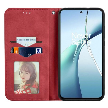 Чохол-книжка у стилі Retro м'яке покриття Skin Feel діловий дизайн на Realme C75 - червоний