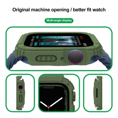 Противоударная накладка с защитным стеклом 2 in 1 Screen для Apple Watch Series 8 / 7 45mm - зеленый